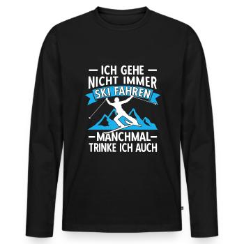 Lustige Skifahrer Ski Fahren Alter Mann auf Skiern - Männer Premium Bio Langarmshirt - Schwarz - Vorne - Nico (187cm)