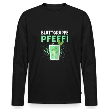 Blutgruppe Pfeffi - Männer Premium Bio Langarmshirt - Schwarz - Vorne - Nico (187cm)