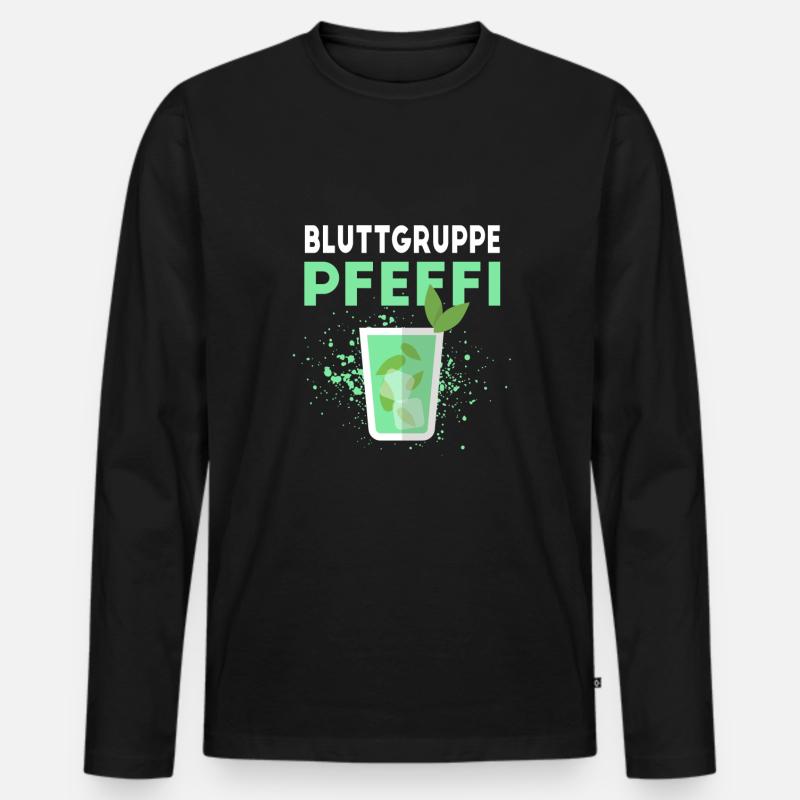 Blutgruppe Pfeffi - Männer Premium Bio Langarmshirt - Schwarz