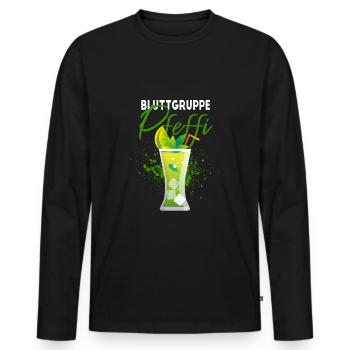 Blutgruppe Pfeffi - Männer Premium Bio Langarmshirt - Schwarz - Vorne - Nico (187cm)