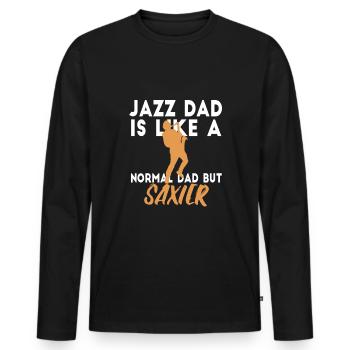 Jazz dad est comme un papa normal mais saxier - T-shirt manches longues Premium bio Homme - noir - Devant - Nico (187cm)