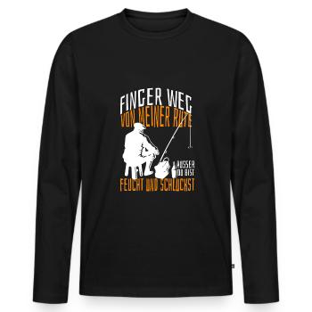 Finger weg von meiner Rute außer du bist feucht. - Männer Premium Bio Langarmshirt - Schwarz - Vorne - Nico (187cm)