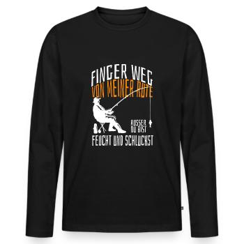 Finger weg von meiner Rute außer du bist feucht. - Männer Premium Bio Langarmshirt - Schwarz - Vorne - Nico (187cm)