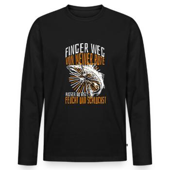 Finger weg von meiner Rute außer du bist feucht. - Männer Premium Bio Langarmshirt - Schwarz - Vorne - Nico (187cm)