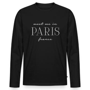 Stadt der Liebe Paris T-Shirt - Männer Premium Bio Langarmshirt - Schwarz - Vorne - Nico (187cm)