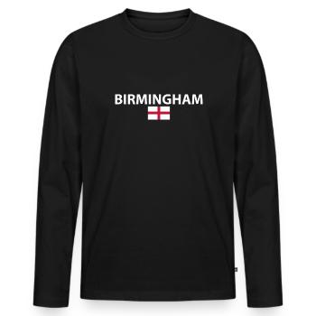Birmingham Angleterre Drapeau anglais Anglais - T-shirt manches longues Premium bio Homme - noir - Devant - Nico (187cm)