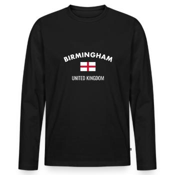 Birmingham Angleterre Drapeau anglais Anglais - T-shirt manches longues Premium bio Homme - noir - Devant - Nico (187cm)