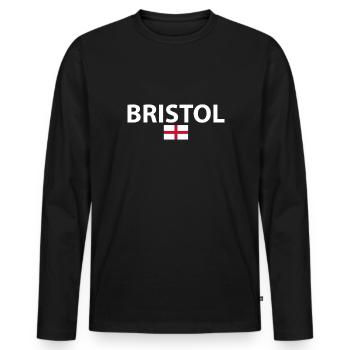 Bristol Angleterre Anglais Drapeau Anglais - T-shirt manches longues Premium bio Homme - noir - Devant - Nico (187cm)