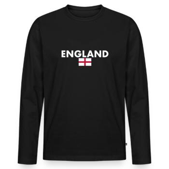 Angleterre Anglais Drapeau anglais - T-shirt manches longues Premium bio Homme - noir - Devant - Nico (187cm)