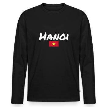 Hanoi Vietnam Vietnamese Flag Vietnamese - Men's Premium Organic Long Sleeve Shirt - black - Front - Nico (187cm)