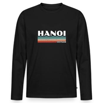 Hanoi Vietnam Vietnamesische Vietnamese - Men's Premium Organic Long Sleeve Shirt - black - Front - Nico (187cm)