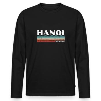 Hanoi Vietnam Vintage Vietnamesische Vietnamese - Men's Premium Organic Long Sleeve Shirt - black - Front - Nico (187cm)