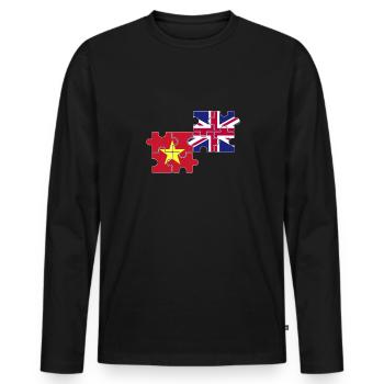 Vietnam UK Flag British Vietnamese - Men's Premium Organic Long Sleeve Shirt - black - Front - Nico (187cm)