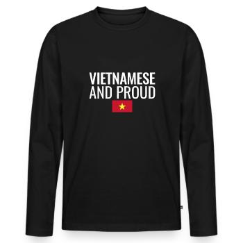 Vietnamese And Proud Vietnam Vietnamese Flag - Men's Premium Organic Long Sleeve Shirt - black - Front - Nico (187cm)