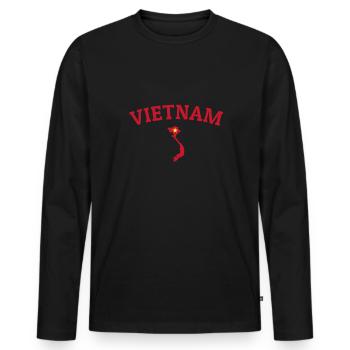 Vietnam Map Vietnamese Flag Vietnamese - Men's Premium Organic Long Sleeve Shirt - black - Front - Nico (187cm)