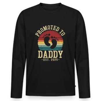 Promu papa pour 2025 - T-shirt manches longues Premium bio Homme - noir - Devant - Nico (187cm)