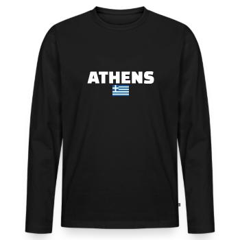 Athènes Grèce Drapeau grec Grec - T-shirt manches longues Premium bio Homme - noir - Devant - Nico (187cm)
