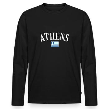 Athènes Grèce Drapeau grec Grec - T-shirt manches longues Premium bio Homme - noir - Devant - Nico (187cm)