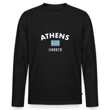 Athens Greece Greek Flag Greek - Men's Premium Organic Long Sleeve Shirt - black - Front - Nico (187cm)