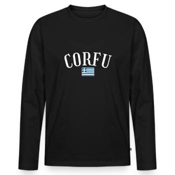 Corfou Grèce Drapeau grec Grec - T-shirt manches longues Premium bio Homme - noir - Devant - Nico (187cm)