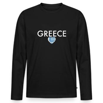 Grèce Grèce Drapeau grec Grec - T-shirt manches longues Premium bio Homme - noir - Devant - Nico (187cm)