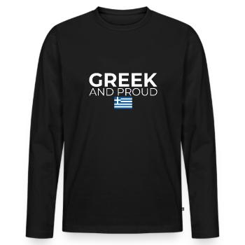Greek And Proud Greek Flag - Men's Premium Organic Long Sleeve Shirt - black - Front - Nico (187cm)