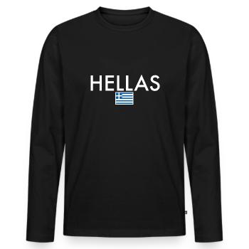 Hellas Greece Greek Flag Greek - Men's Premium Organic Long Sleeve Shirt - black - Front - Nico (187cm)