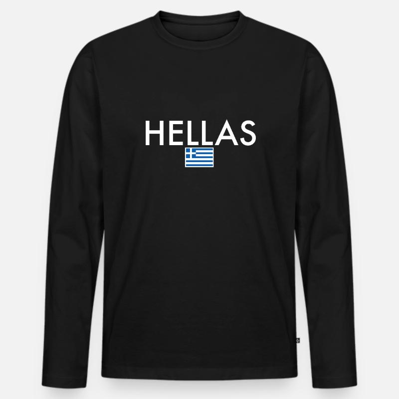 Hellas Grèce Drapeau grec Grec - T-shirt manches longues Premium bio Homme - noir