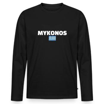 Mykonos Grèce Drapeau grec Grec - T-shirt manches longues Premium bio Homme - noir - Devant - Nico (187cm)
