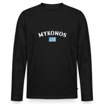 Mykonos Greece Greek Flag Greek - Men's Premium Organic Long Sleeve Shirt - black - Front - Nico (187cm)