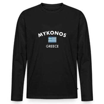 Mykonos Greece Greek Flag Greek - Men's Premium Organic Long Sleeve Shirt - black - Front - Nico (187cm)