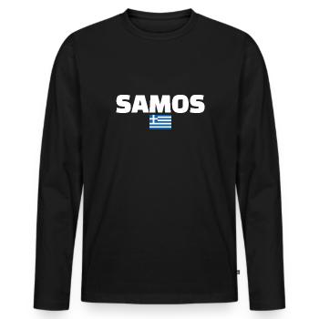Samos Grèce Drapeau grec Grec - T-shirt manches longues Premium bio Homme - noir - Devant - Nico (187cm)