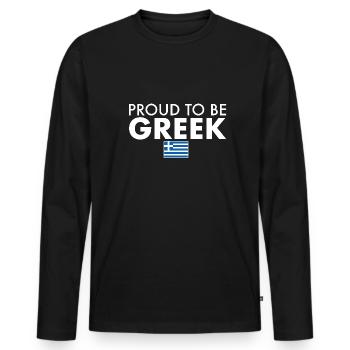 Proud To Be Greek Greek Flag - Men's Premium Organic Long Sleeve Shirt - black - Front - Nico (187cm)