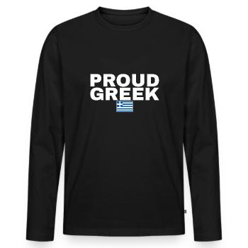 Fier grec Grèce Drapeau grec - T-shirt manches longues Premium bio Homme - noir - Devant - Nico (187cm)