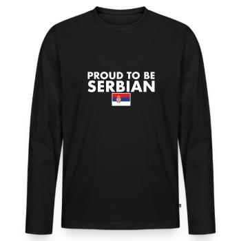 Fier d’être serbe Serbie Drapeau serbe Serbie - T-shirt manches longues Premium bio Homme - noir - Devant - Nico (187cm)