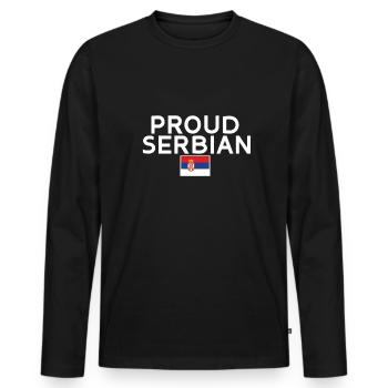 Fier Serbe Serbe Serbe Drapeau Serbe - T-shirt manches longues Premium bio Homme - noir - Devant - Nico (187cm)
