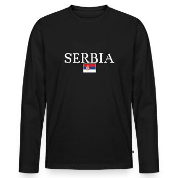 Serbie Serbie Drapeau serbe Fier Serbe - T-shirt manches longues Premium bio Homme - noir - Devant - Nico (187cm)