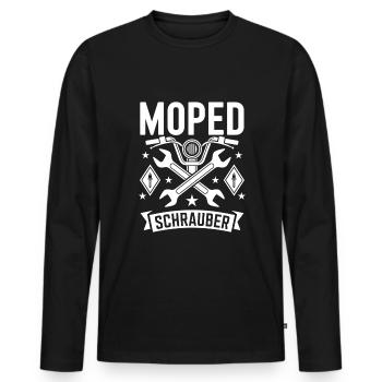 Moped Schrauber Werkstatt Mechaniker Mopedfahrer - Männer Premium Bio Langarmshirt - Schwarz - Vorne - Nico (187cm)