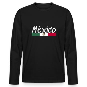 Mexico Mexican Flag Mexican - Men's Premium Organic Long Sleeve Shirt - black - Front - Nico (187cm)