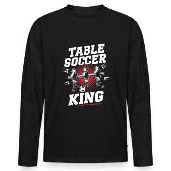 Table Soccer King Wuzzler Tischkicker Tischfußball - Männer Premium Bio Langarmshirt - Schwarz - Vorne - Nico (187cm)