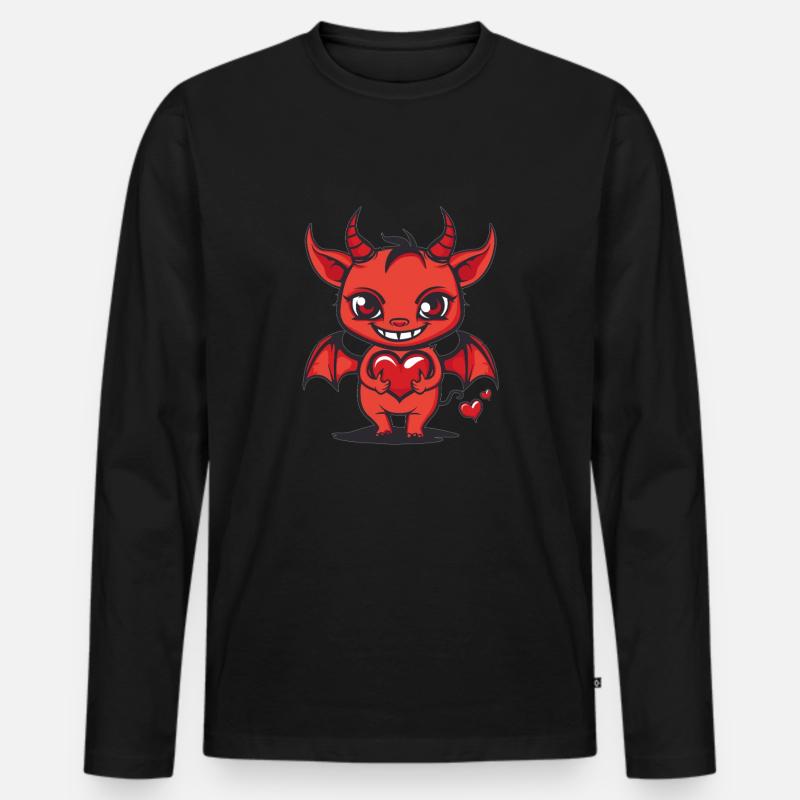 Teufelchen mit Herz - Männer Premium Bio Langarmshirt - Schwarz