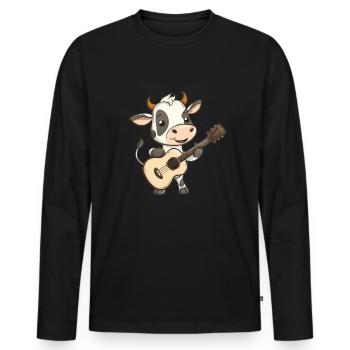 Guitar calf in action - Men's Premium Organic Long Sleeve Shirt - black - Front - Nico (187cm)