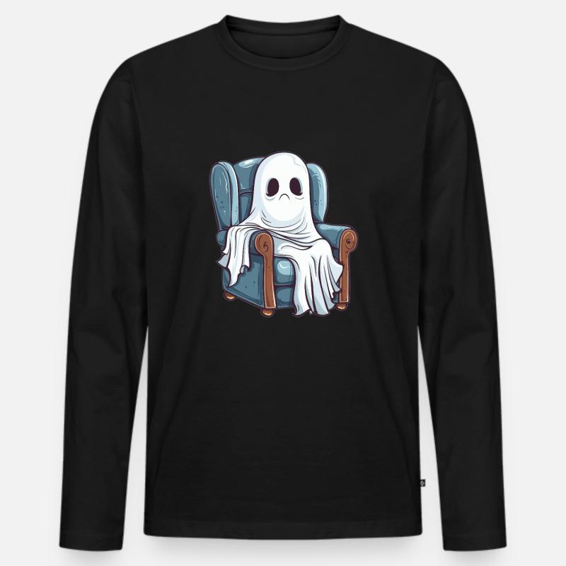 Geist auf Sessel - Männer Premium Bio Langarmshirt - Schwarz