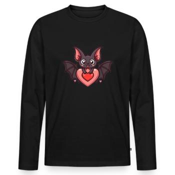 Heart-shaped bat with googly eyes - Men's Premium Organic Long Sleeve Shirt - black - Front - Nico (187cm)