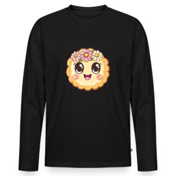 Biscuit de fortune avec des fleurs - T-shirt manches longues Premium bio Homme - noir - Devant - Nico (187cm)