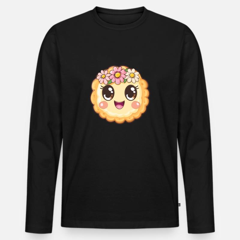 Glückskeks mit Blumen - Männer Premium Bio Langarmshirt - Schwarz