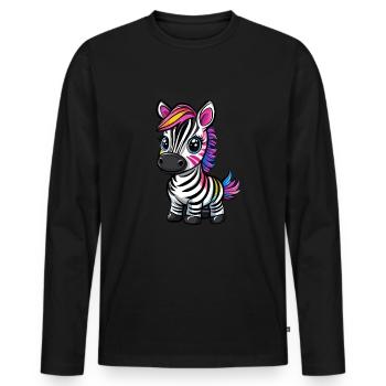 Colorful Striped Zebra - Men's Premium Organic Long Sleeve Shirt - black - Front - Nico (187cm)