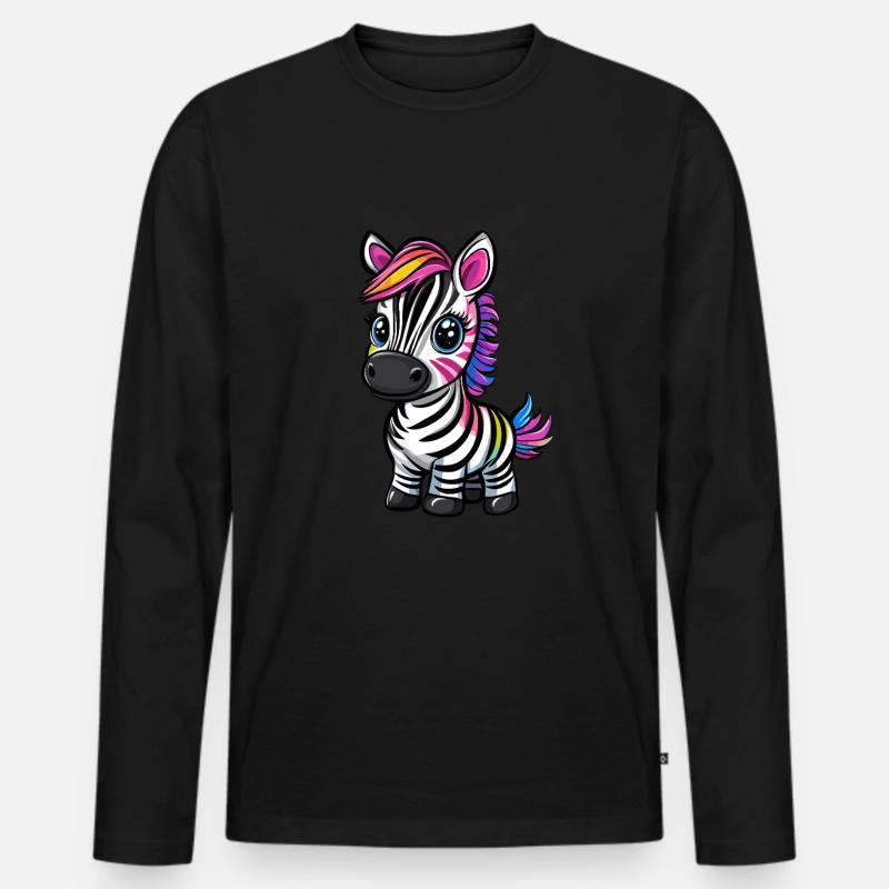 Bunt gestreiftes Zebra - Männer Premium Bio Langarmshirt - Schwarz