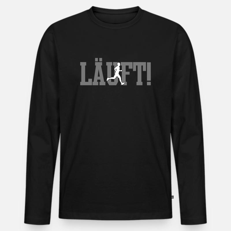 LÄUFT! Mann - Männer Premium Bio Langarmshirt - Schwarz