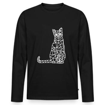 Chat chat géométrie géométrique animaux - T-shirt manches longues Premium bio Homme - noir - Devant - Nico (187cm)